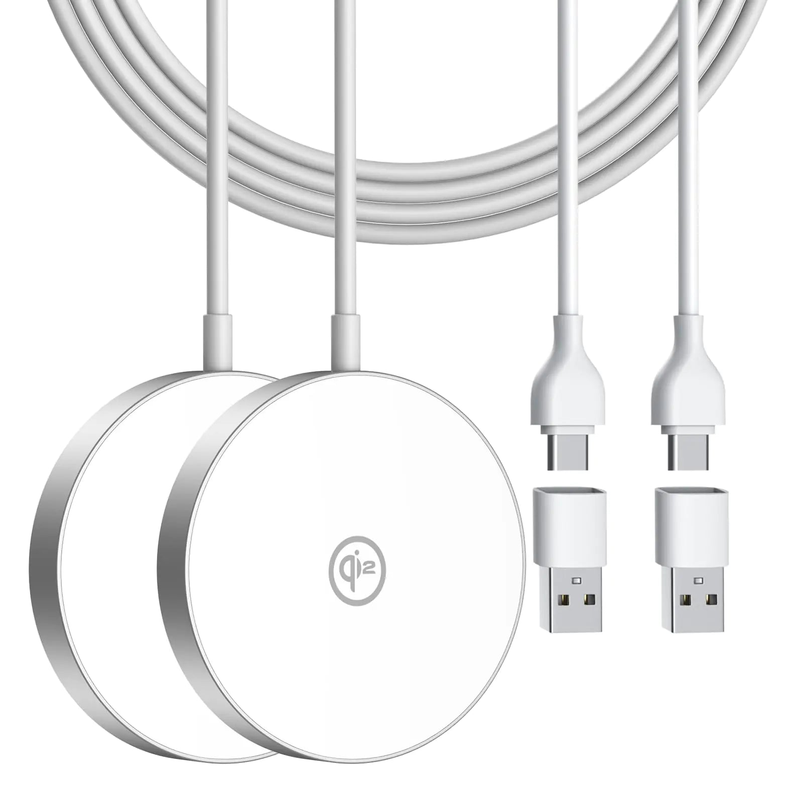 Qi2 iPhone 16 Wireless Charger with Mag-Safe Magnetic Wireless Charging Pad Compatible with 15W Ultra-Fast for iPhone 16/16 Pro/15/15 Plus/15 Pro/15 Pro Max/14/13/12(2 Pack White)