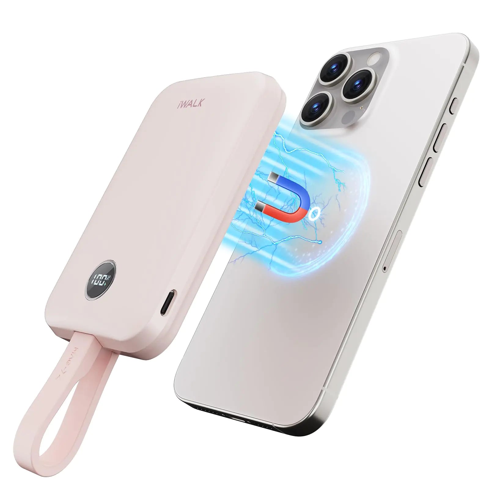 iWALK Magnetic Portable Charger 10000mAh: Qi2 Certified 15W Wireless Power Bank 30W Fast Charging with USB-C Cable Battery Pack with LED Display for iPhone 16/15/14/13/12 SeriesSamsung Galaxy S24