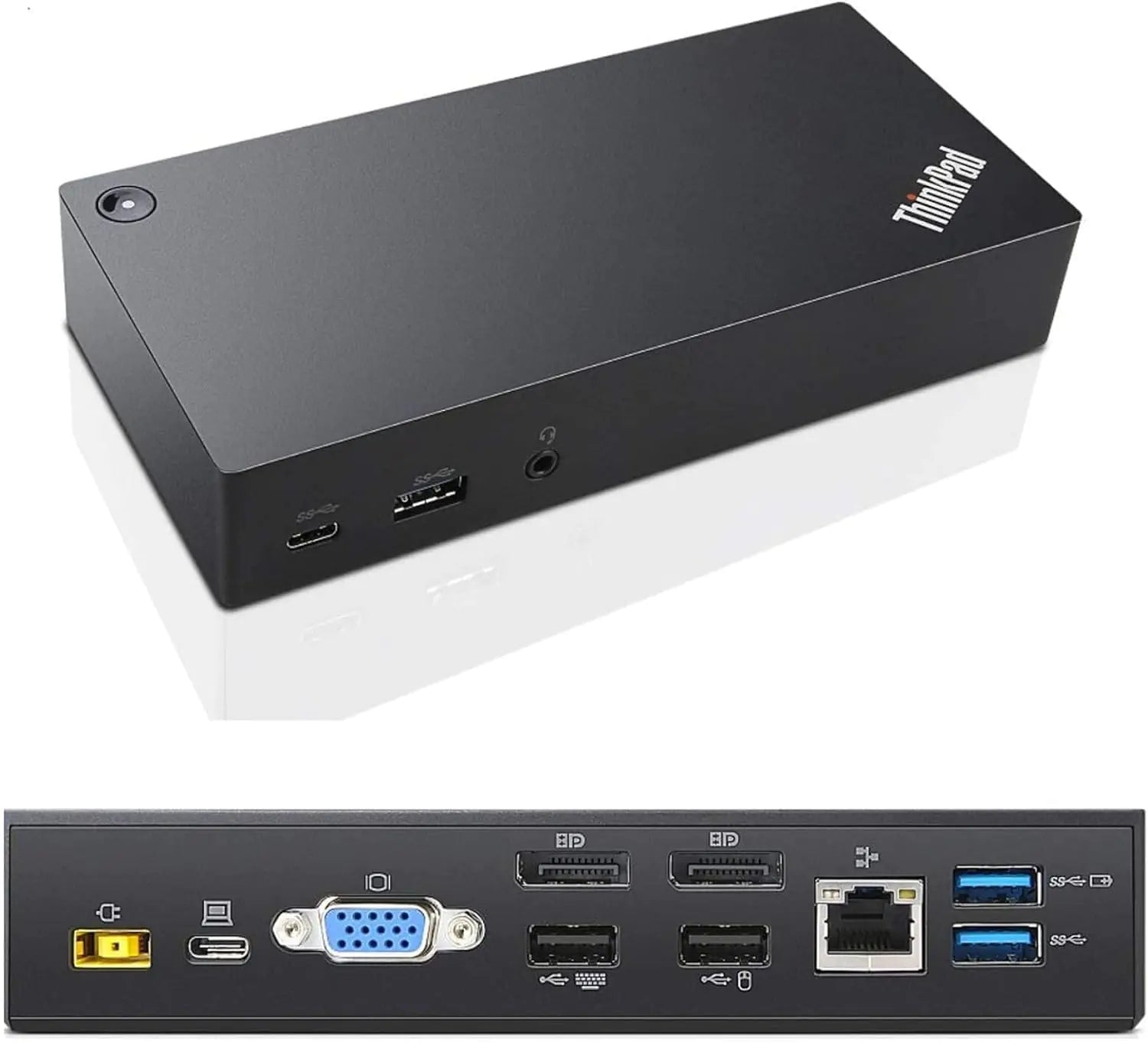 Lenovo ThinkPad Universal USB-C Dock 40A9 DK1633 Laptop Docking Station 03X7194 VGA DP USB-C USB3.0 USB-C Cable 90w AC Adapter Black (Renewed)